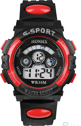 Boys Super Athelete Sports Stop Watch Digital LED - Red -  - 1