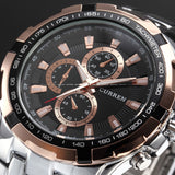 Men's Stainless Steel Luxury Fashion Quartz Watch - Silver & Rose Gold -  - 1