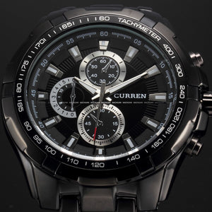 Men's Stainless Steel Luxury Fashion Quartz Watch - Black -  - 1