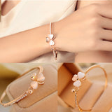 Women's Gold Crystals CLOVER Bracelet -  - 4