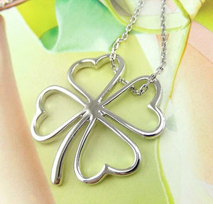 Silver Four Leaf Clover LUCKY Pendant Necklace - Thirsty Buyer - 1
