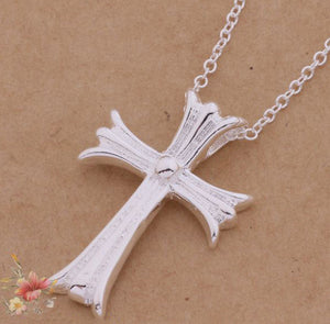 Silver ANGEL Cross Necklace Pendant w/ Chain - Thirsty Buyer - 1
