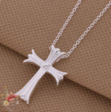 Silver ANGEL Cross Necklace Pendant w/ Chain - Thirsty Buyer - 2