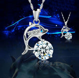 Women's Sparkling Silver DOLPHIN Crystals Pendant Necklace - Thirsty Buyer - 1