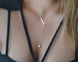 Women's Gold Bar CONNECTOR Round Crystal Pendant Necklace - Thirsty Buyer - 2