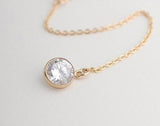 Women's Gold Bar CONNECTOR Round Crystal Pendant Necklace - Thirsty Buyer - 4