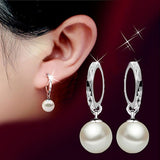 Women's Classic Silver EARDROP Pearl Earrings -  - 1