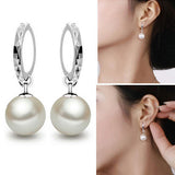 Women's Classic Silver EARDROP Pearl Earrings -  - 3