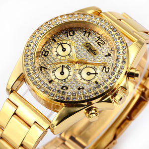 Women's Crystal Gold BLING Quartz Watch -  - 1