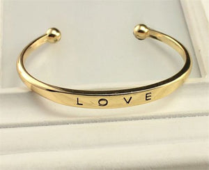 Women's LOVE Plated Cuff Bangle Bracelet - Gold, SIlver, or Rose Gold -  - 1