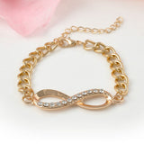 Women's Gold Crystals INFINITY Charm Bracelet -  - 3