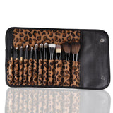 Pro Cosmetic Makeup Brush Set w/ Leopard Bag - 12 pieces - Thirsty Buyer - 1