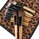 Pro Cosmetic Makeup Brush Set w/ Leopard Bag - 12 pieces - Thirsty Buyer - 2