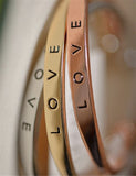 Women's LOVE Plated Cuff Bangle Bracelet - Gold, SIlver, or Rose Gold -  - 3