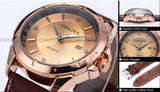 Men's Luxury Golden Dial Crystals Leather Strap Quartz Watch - HOT -  - 5