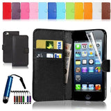 iPhone 4 5 6 Leather Wallet Case Cover w/ Free Screen Protector - Assorted Colors - Thirsty Buyer - 1