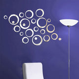 Silver Circle Mirrors Art Wall Vinyl Decals - Thirsty Buyer - 3