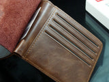 Men's Rustic Brown Leather Bifold Wallet - Thirsty Buyer - 6