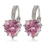 Women's White Gold Pink Crystal Heart ATTRACTIVE Earrings -  - 1