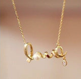 Women's Gold PEARL LOVE Crystal Necklace - Thirsty Buyer - 1