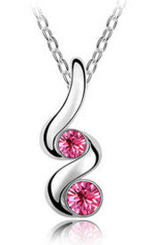 Women's Silver Crystals TWIST Pendant Necklace - Assorted Colors - Thirsty Buyer - 1