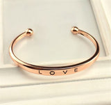 Women's LOVE Plated Cuff Bangle Bracelet - Gold, SIlver, or Rose Gold -  - 6