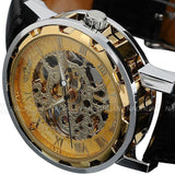 Men's Gold Dial Mechanical Masterpiece Watch - Black Leather -  - 1