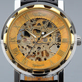 Men's Gold Dial Mechanical Masterpiece Watch - Black Leather -  - 2