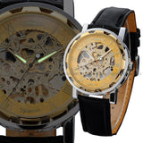 Men's Gold Dial Mechanical Masterpiece Watch - Black Leather -  - 5