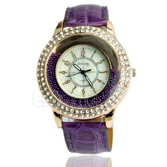 Women's Designer Crystal Venetian Quartz Watch - Purple -  - 1