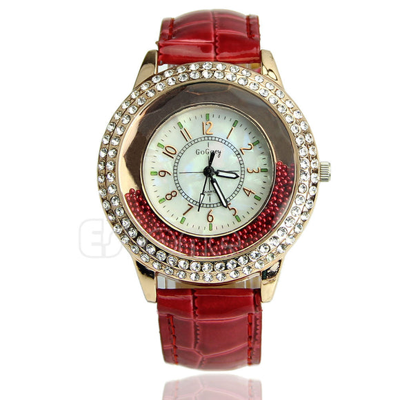Women's Designer Crystal Venetian Quartz Watch - Red -  - 1