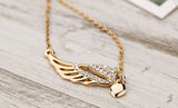Women's Golden Bird Lovers WING Crystals Pendant Necklace - Thirsty Buyer - 1
