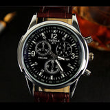 Men's Stainless Steel Leather Band Quartz SUIT Watch -  - 2