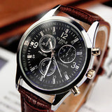 Men's Stainless Steel Leather Band Quartz SUIT Watch -  - 1